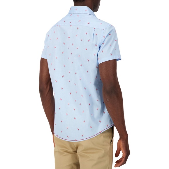 Report Collection Light Blue Flamingo Print Casual Shirt - Picture 2 of 8